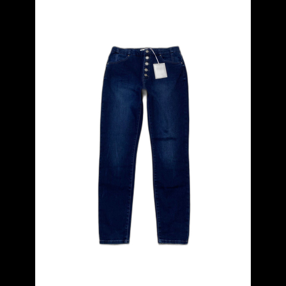 NWT Kancan High Rise Skinny Jeans Exposed Button Fly Dark Wash Stretch Sz 13/30